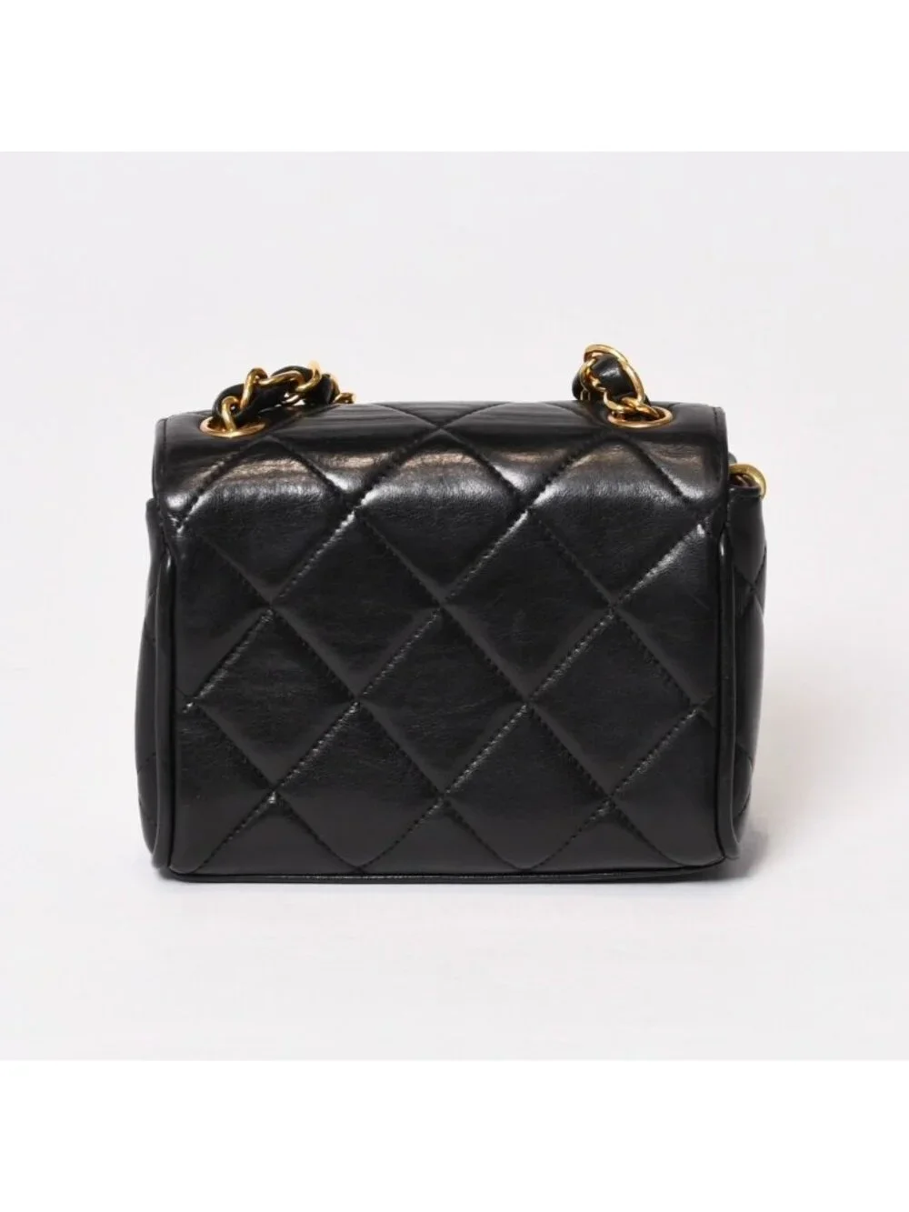 Chanel Mini Quilted S Flap S Chain Shoulder Bag CC Logo Lambskin Gold